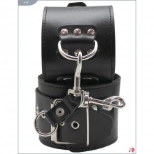 Широкие наручники из натуральной кожи с меховой подкладкой, цвет черный, Подиум Р29, бренд Фетиш компани, из материала Кожа