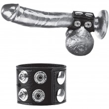 Ремень для члена и мошонки из экокожи «1.5 Cock Ring With Ball Strap», цвет черный, BlueLine BLM3046, из материала ПВХ