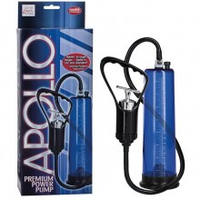 Мужская вакуумная помпа «Apollo Premium Power Pump», цвет синий, CalExotics DEL2100120, длина 24.5 см.