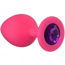 Анальная пробка «Emotions Cutie Medium» с фиолетовым кристаллом, цвет розовый, Lola Toys 4012-02Lola, бренд Lola Games, из материала Силикон, длина 8.5 см.