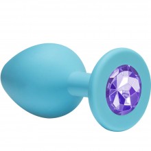 Анальная пробка «Emotions Cutie Small» с фиолетовым кристаллом, цвет голубой, Lola Toys 4011-05Lola, бренд Lola Games, из материала Силикон, длина 7.5 см.