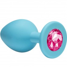 Анальная пробка «Emotions Cutie Small» с розовым кристаллом, цвет голубой, Lola Toys 4011-06Lola, из материала Силикон, длина 7.5 см.