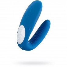 Эргономичный вибратор для пар «Partner Whale», цвет голубой, Satisfyer PWB, из материала Силикон, длина 9 см.