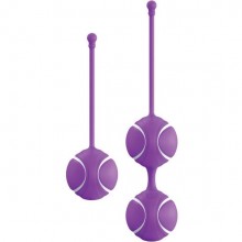 Вагинальные шарики от компании Lovers Premium - «O-balls Set», цвет фиолетовый, E22035, бренд LoversPremium, из материала Силикон, длина 18 см.
