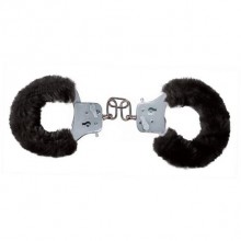 Меховые наручники с ключами «Furry Fun Cuffs Black» с мехом от ToyJoy, цвет черный, 3006009505, бренд Toy Joy, из материала Металл