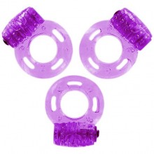 Набор вибро-колец «Pleasure Rings Purple» от компании LoversPremium, цвет фиолетовый, E22029, из материала Силикон, диаметр 2 см.