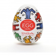 Дизайнерский японский мастурбатор «Keith Haring Egg Dance» от компании Tenga, цвет белый, E24588, из материала TPE, длина 7 см.
