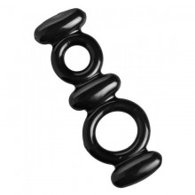Эрекционное кольцо «Dual Stretch - Trinity Vibes» от компании XR Brands, цвет черный, XRAE180, длина 2.5 см.