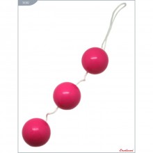 Тройные вагинальные шарики из гладкого пластика от компании Eroticon, цвет розовый, 30382, диаметр 3.8 см.