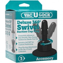 Аксессуар - плаг для крепления «Vac-U-Lock Deluxe 360 Swivel Suction Cup Plug» с присоской, Doc Johnson 1010-18 BX DJ, из материала Пластик АБС, цвет Черный, длина 11.4 см.