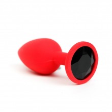 Силиконовая анальная пробка красная с черным стразом, 4sexdream 47515-MM, цвет Красный, длина 7 см.