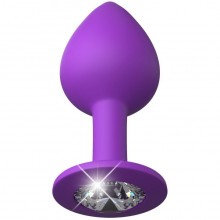 Анальная пробка со стразом среднего размера Fantasy For Her «Her Little Gem Medium Plug», PipeDream 4950-12 PD, из материала Силикон, цвет Фиолетовый, длина 8.3 см.