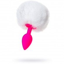 Анальная силиконовая втулка с хвостом ToDo by Toyfa Sweet bunny, розово-белая, длина 13 см, диаметр 2.8 см, 43 гр, ToyFa 357015, цвет Розовый, длина 13 см.