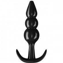 Анальный стимулятор-пробка с рельефом «Джага-Джага №7», цвет черный,, из материала ПВХ, длина 10 см., со скидкой