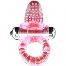 Baile «Sweet Vibration Ring» эрекционное кольцо «Язычок» с 6-ти уровневой вибростимуляцией клитора, BI-014081, из материала TPE, цвет Розовый, длина 10 см.