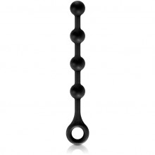 Цепочка из анальных шариков с кольцом Renegade - «Soft Balls Jr. - Black», цвет черный, NS Novelties NSN-1117-43, из материала Силикон, длина 28 см.