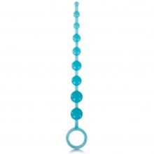 Длинная анальная цепочка Firefly Pleasure «Beads - Blue», цвет голубой, NSN-0489-17, из материала TPE, длина 24 см.