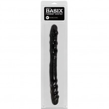Двусторонний дилдо Basix Rubber Works «16 Double Dong», цвет черный, PipeDream 4300-23 PD, из материала ПВХ, коллекция Basix Rubber Worx, длина 40.6 см.