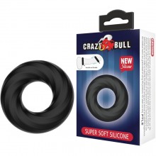 Эластичное эрекционное кольцо «Super Soft» из коллекции Crazy Bull от Baile, цвет черный, BI-210181, из материала Силикон, длина 5 см.