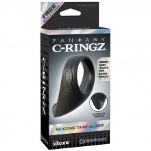 Широкое эрекционное кольцо Fantasy C-Ringz «Silicone Taint-Alizer - Black» с отростком, цвет черный, PipeDream 5916-23 PD, диаметр 4.4 см.