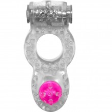 Эрекционное кольцо с клиторальным стимулятором «Ringer», цвет белый, Lola Toys INS0114-70Lola, длина 7 см.