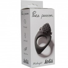 Эрекционное кольцо с узким клиторальным вибростимулятором и рельефом в виде волн «Midnight» из коллекции Pure Passion, цвет черный, Lola Toys 1300-01lola, из материала Силикон, длина 8 см.