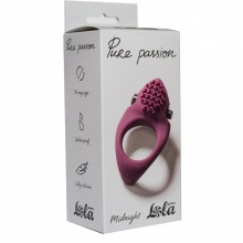 Эрекционное кольцо с узким клиторальным вибростимулятором и рельефом в виде волн «Midnight» из коллекции Pure Passion, цвет бордовый, Lola Toys 1300-02lola, длина 8 см.