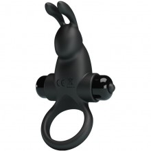 Эрекционное кольцо «Vibrant Penis Ring I» с вибрацией и клиторальным стимулятором в виде кролика из коллекции Pretty Love, цвет черный, Baile BI-210204, из материала Силикон, длина 11.3 см.