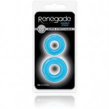 Эрекционные кольца Renegade - «Double Stack - Blue», цвет голубой, NS Novelties NSN-1111-77, из материала TPE, диаметр 1.9 см.