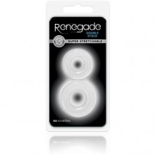 Плотные мужские эрекционные кольца Renegade - «Double Stack - Clear», цвет прозрачный, NS Novelties, диаметр 1.9 см.