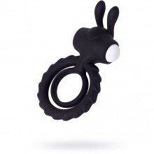 Силиконовое эрекционное кольцо на пенис «Bad Bunny» с вибрацией, цвет черный, JOS 782017, длина 9 см.