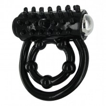 Эрекционное кольцо «Trinity X - Trinity Vibes» с вибрацией от компании XR Brands, цвет черный, RM389-Black, из материала ПВХ, диаметр 3.8 см.