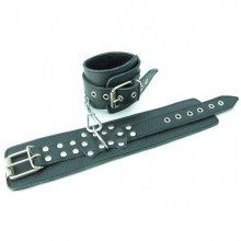 Черные наручники из кожи с пряжкой, длина 6 см, БДСМ Арсенал 51007ars, из материала Кожа, длина 15.5 см.