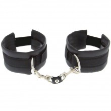 Черные полиуретановые наручники «Luxurious Handcuffs», Blush novelties 520005