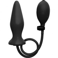 Анальный стимулятор-расширитель с грушей OUCH «Inflatable Silicone Plug Black», Shots Media OU090BLK, из материала Силикон, коллекция Ouch!, длина 12.3 см.