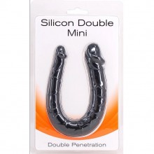 Двусторонний небольшой реалистичный фаллоимитатор «Silicon Double Mini», цвет черный, Gopaldas F0185B10PGAC, из материала Силикон, длина 22 см.