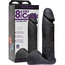 Фаллоимитатор-насадка «Vac-U-Lock CodeBlack 8inch UR3 Cock», Doc Johnson 1016-09 BX DJ, цвет Черный, длина 19.29 см.