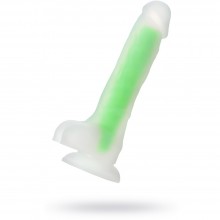Фаллоимитатор из силикона светящийся в темноте Beyond by Toyfa Dick Glow, цвет прозрачно-зеленый, длина 13 см, длина 18 см., со скидкой