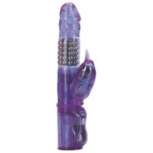 Женский гелевый хай-тек вибратор с вращающимися металлическими шариками, цвет фиолетовый, Gopaldas 2K467CLV-7 BCD, бренд Seven Creations, длина 17 см.