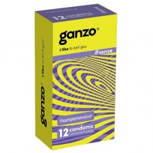 Ganzo «Sense» ультратонкие презервативы, упаковка 12 шт., из материала Латекс, длина 18 см.