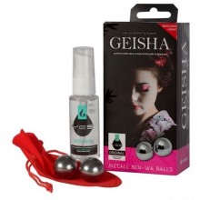 Вагинальные шарики «Geisha» из металла в комплекте с классическим лубрикантом, цвет серебристый, Sitabella SB-8021, бренд СК-Визит, диаметр 2.2 см.