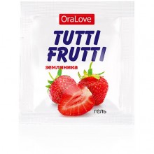 Съедобный гель-лубрикант «Tutti-Frutti OraLove» со вкусом земляники, объем 4 мл, Биоритм lb-30008t, цвет Прозрачный, 4 мл.
