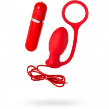 Анальная втулка Sens Ass с вибропулей, красная, ToyFa «Black & Red», 901345-9, из материала Силикон, коллекция Black & Red, длина 8 см.
