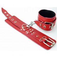 Красные кожаные наручники для БДСМ, 51014, бренд БДСМ арсенал, цвет Красный