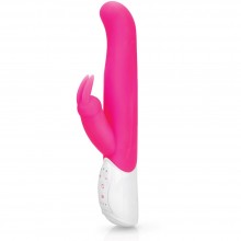 Вибратор-кролик для женщин «G-Spot Rabbit Vibrator» с изогнутой головкой для точки G и вращающимися бусинами от компании Rabbit Essentials, цвет розовый, RR-004-PNK, из материала Силикон, длина 24 см.