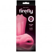 Светящийся в темноте мастурбатор-ротик для мужчин из мягкого силикона Firefly «Bj», цвет розовый, NS Novelties NSN-0486-34, длина 14.4 см.