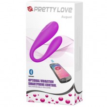 Вибратор для пар со смарт управлением Pretty Love «August», цвет фиолетовый, Baile BI-014582HP, из материала Силикон, длина 9.5 см.