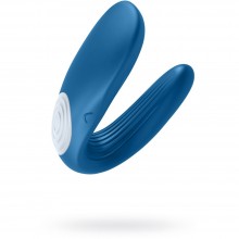 Вибромассажер для пар «Partner Whale» перезаряжаемый, цвет голубой, J2008-5, бренд Satisfyer, из материала Силикон, длина 9 см.
