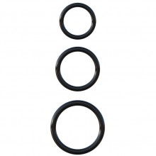 Набор из 3 силиконовых эрекционных колец Fantasy C-Ringz «Silicone 3-Ring Stamina Set» от компании Pipedream, цвет черный, 5912-23 PD, диаметр 5.1 см., со скидкой