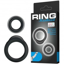 Набор эрекционных колец Baile «Ring Manhood», цвет черный, BI-210153-0801, из материала Силикон, диаметр 3.3 см.